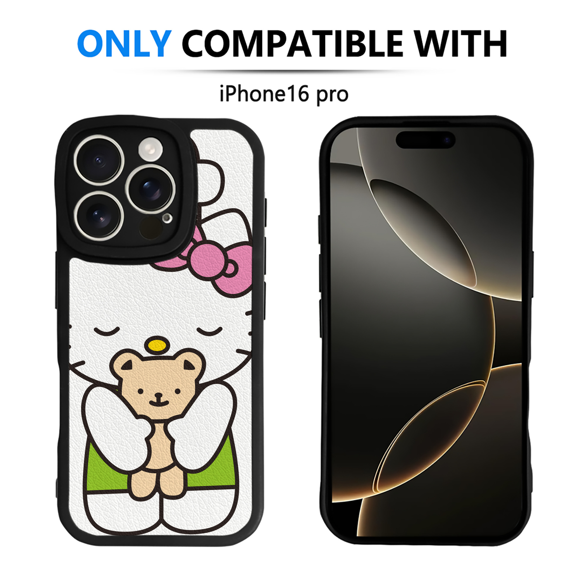 （画像用） Hello Kitty ハローキティ 【iPhone 16シリーズ対応】シリコンスマホケース（レザー調） 材質：シリコン